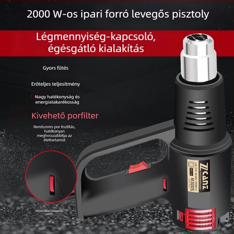 Zcanz 2000W ipari hőlégfúvó autófóliához – szárítás és hőszorítás