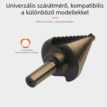 5 darabos imperial lépcsőfúró készlet alumínium dobozban; lépcsőfúrók acéllemezhez; spirál fúró; reamer; deburring