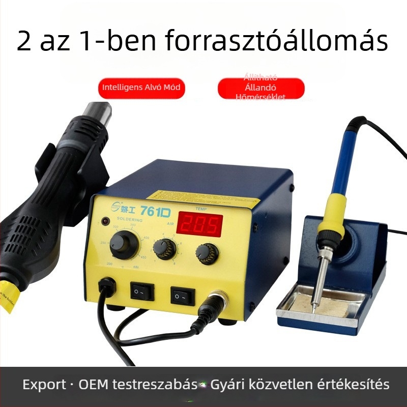 Yao Gong 761D forrólevegős forrasztó állomás, 2 az 1-ben eszköz mobiltelefonok és elektronika karbantartásához, állítható hőmérséklet