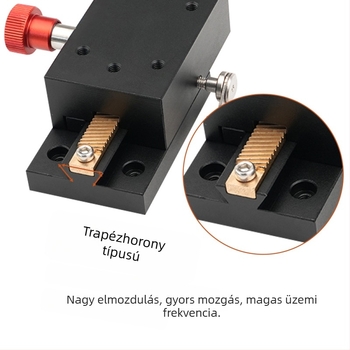 X-tengelyes dovetail csatornás csúszka, 40 mm-es löket, precíz fogaskerék-mechanizmus