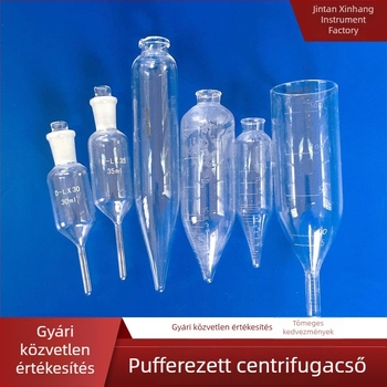 Fehér graduált üvegcentrifuga csövek és tamponos centrifugáló üvegek laboratóriumi használatra