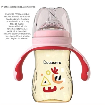 DOUBCARE PPSU széles nyakú cumisüveg, több kapacitással, esésálló, kólikát kivédő, semleges dizájn