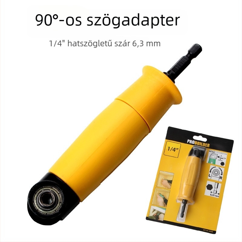 90°-os szögű adapter elektromos csavarhúzóhoz és fúróhoz, hosszabbító kiegészítő
