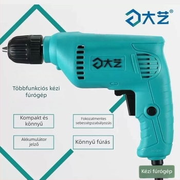 Dayi 220V-os kézi elektromos fúró vezetékkel, otthoni használatra, pisztolymarkolattal, PED 01-10, változó sebesség