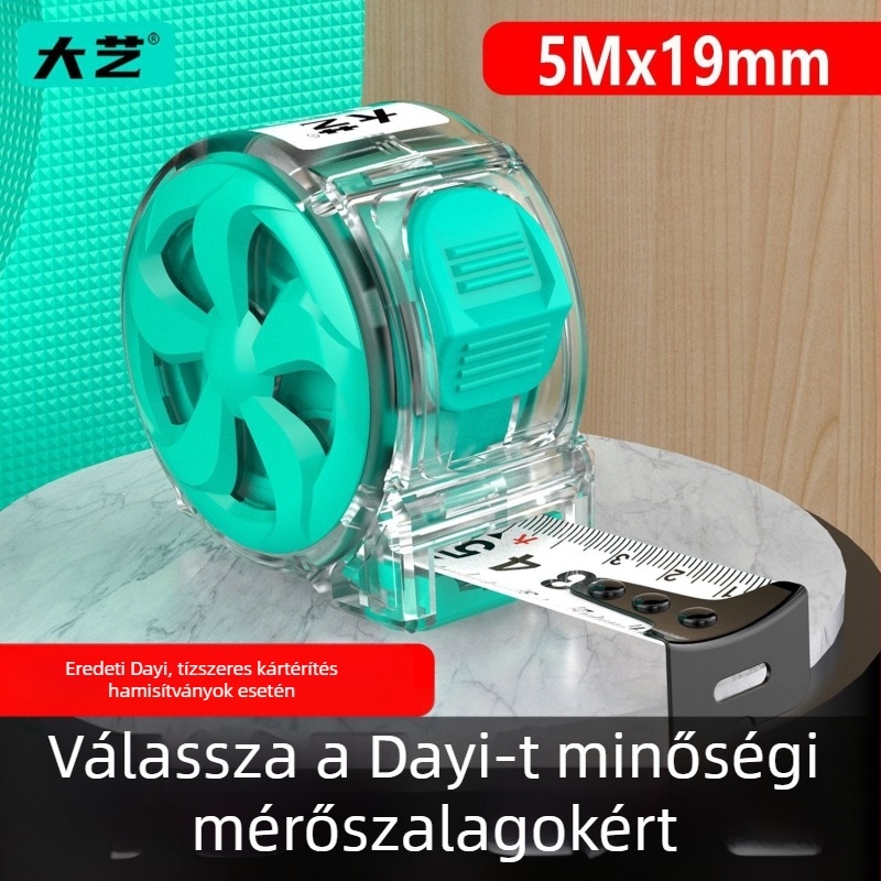 Dayi acél mérőszalag, 3 m, megerősített kemény acél penge, kopásálló és ütésálló, építőipari felhasználásra, 5 m PC-anyagú szalag