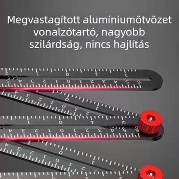 Új, többfunkciós hajtogatható vonalzó csempe elrendezéséhez és szögméréshez, hat- és tizenkét részes szekciókkal