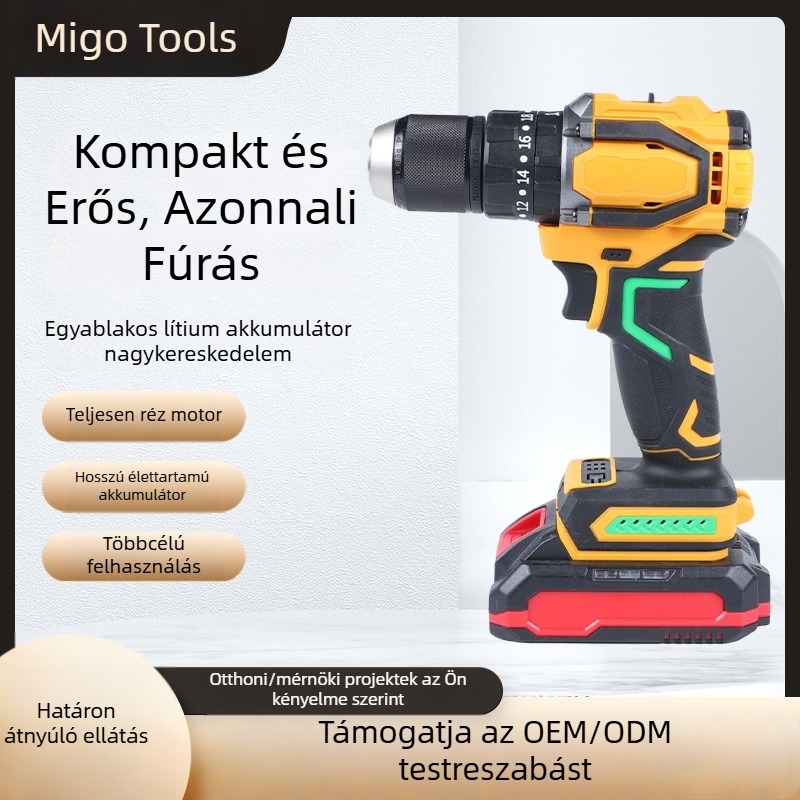 12V-os brushless akkumulátoros fúró, két akkumulátorral és töltővel, hordozható otthoni DIY feladatokra