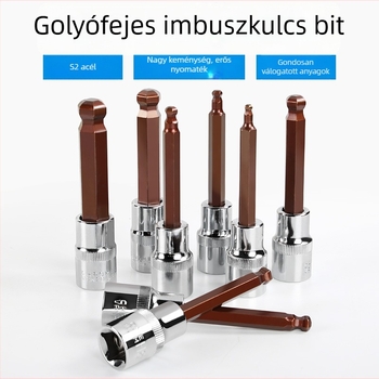 S2 hatszögletű dugókulcs készlet 1/2 hüvelykes meghajtással, golyófejű bitekkel
