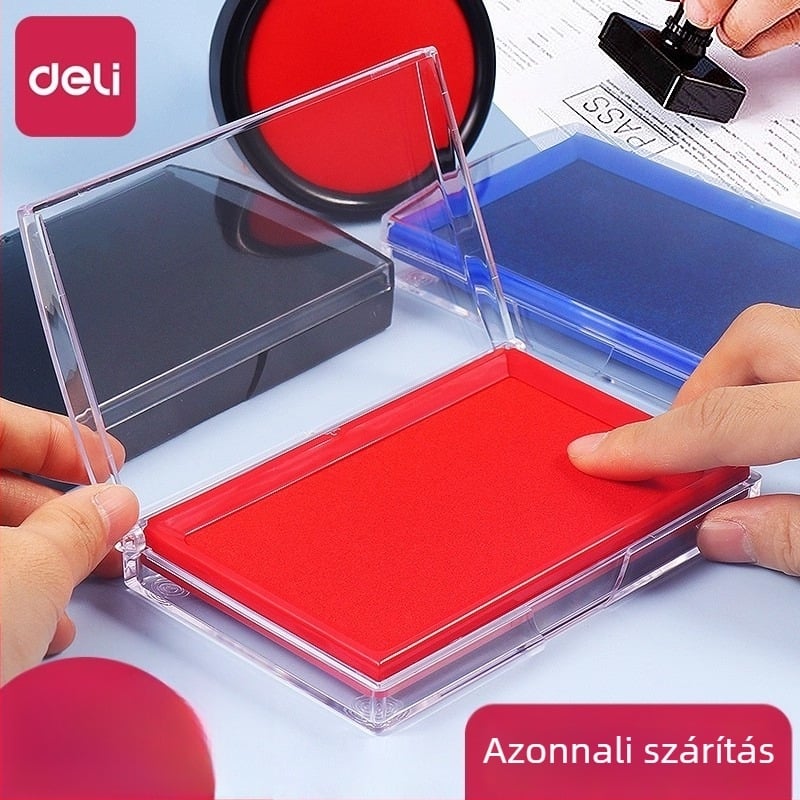 Deli nagy méretű gyorsan száradó tintapatna, piros/kék/fekete színben, modell 9864/9874, irodai kellékek