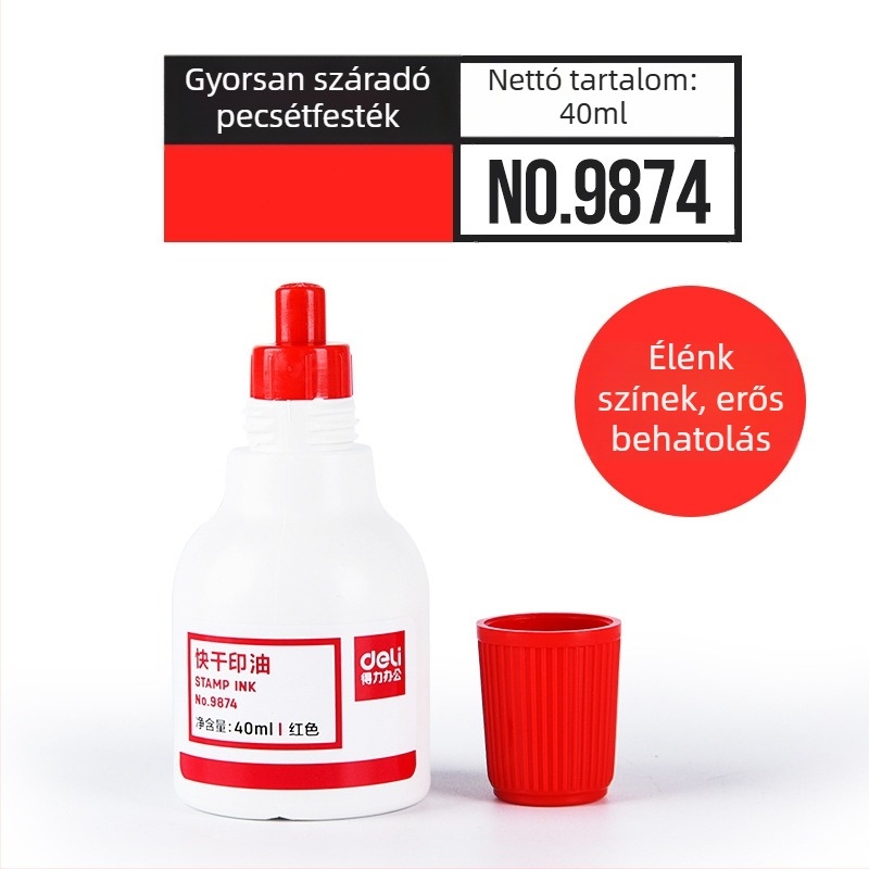 Deli nagy méretű gyorsan száradó tintapatna, piros/kék/fekete színben, modell 9864/9874, irodai kellékek