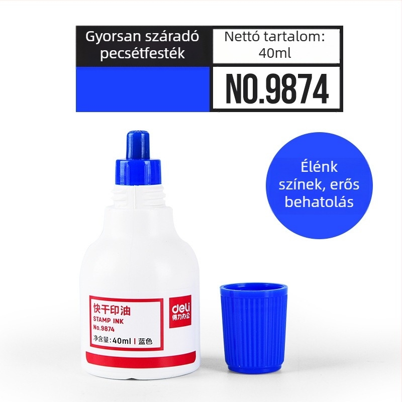 Deli nagy méretű gyorsan száradó tintapatna, piros/kék/fekete színben, modell 9864/9874, irodai kellékek