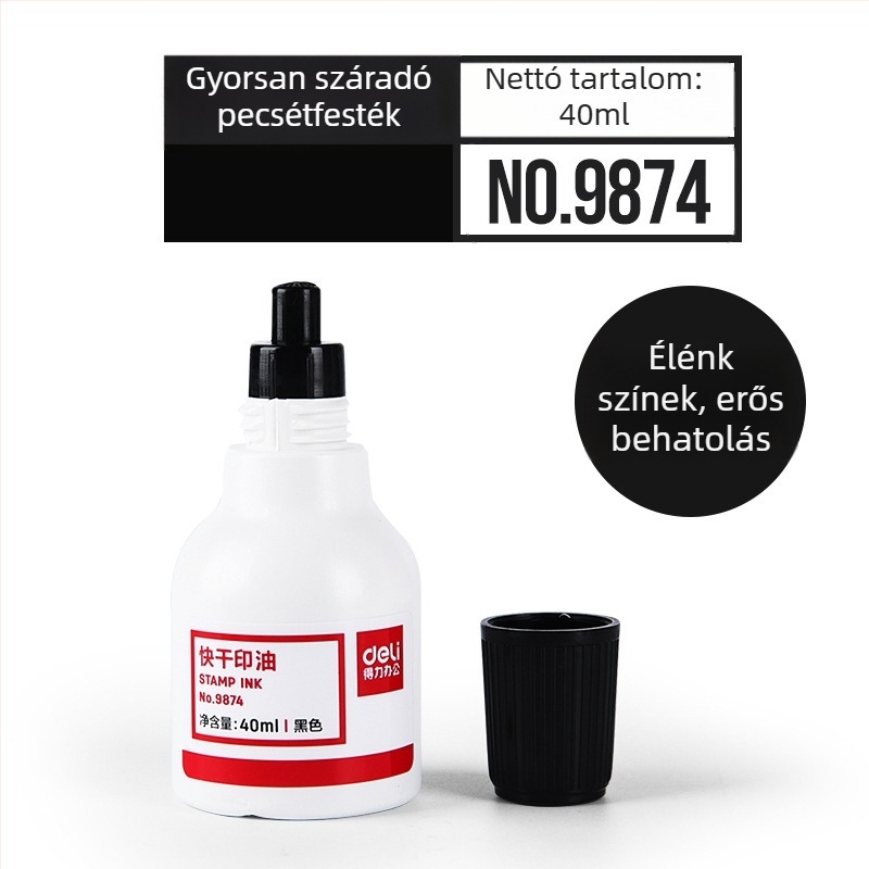 Deli nagy méretű gyorsan száradó tintapatna, piros/kék/fekete színben, modell 9864/9874, irodai kellékek