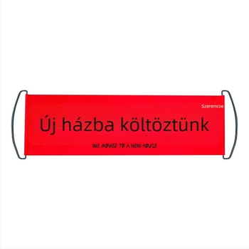 Kézzel rajzolt házavató banner új otthonhoz, bejárati dekoráció és fotófal