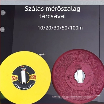 Kézi hajtású tekercs szálas mérőszalaggal, vászon mérőszalag, 10/20/30/50/100 m