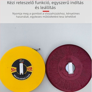 Kézi hajtású tekercs szálas mérőszalaggal, vászon mérőszalag, 10/20/30/50/100 m