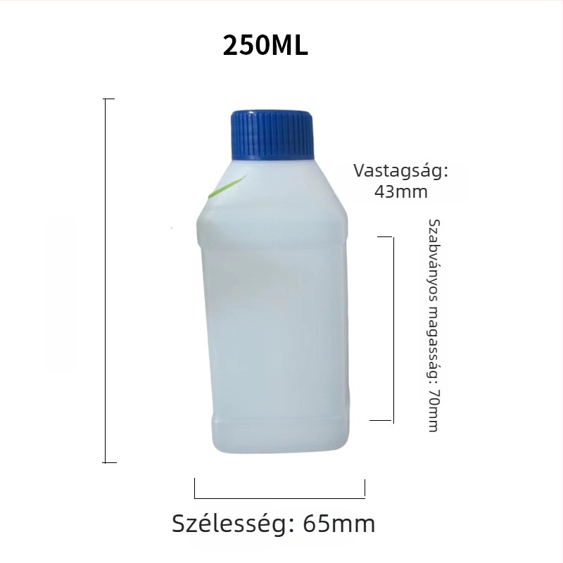250 ml-es négyszögletes műanyag palack mosószerhez és fertőtlenítőhöz