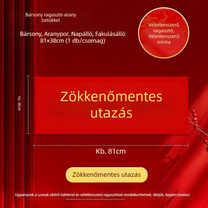 81×38 cm flanel horizontális banner arany betűkkel, hátoldali ragasztóval, Újévi párokhoz, egyedi csomagolásban, 2026 A Ló éve