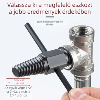 Csapventisztó menetes kinyerő négy- és hatszögű kivonókkal, dupla fejű fordított menetkivonó törött vízvezetékekhez