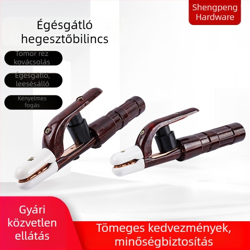 Tiszta rézből készült hegesztő fogó, kovácsolt és vastított kivitel, védő a égési sérülések ellen, ütésálló, áram szivárgás elleni védelem, hegesztő fogó, 300A–800A