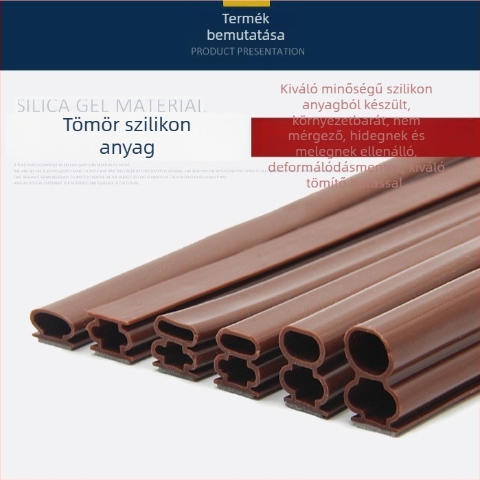 Szilikon ajtó tömítő szalag a részekhez, hangszigetelő és szélálló, alsó huzatstop bejárati ajtókhoz, szilikon gumi