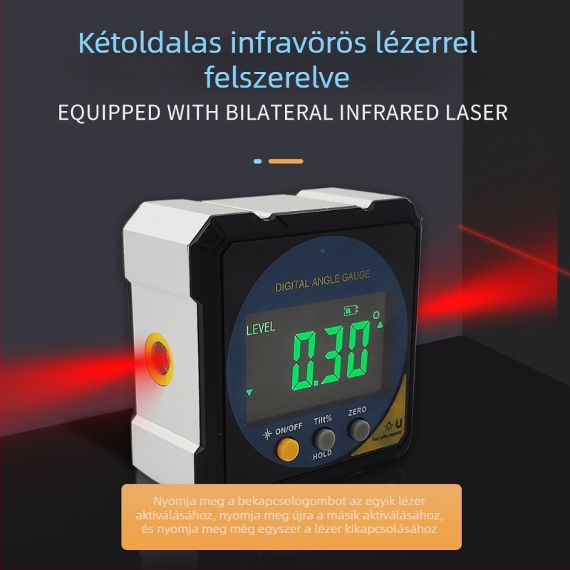 Lézeres dőlésmérő digitális kijelzővel, mágneses infravörös mérőeszköz fafeldolgozásra és mérnöki feladatokra