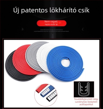 U‑alakú ajtóvédő szalag, PVC, préselt rögzítés, károsodásmentes telepítés, autókhoz, gépekhez, szekrényekhez, ajtókhoz és ablakokhoz