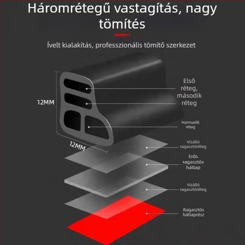 Yanfei háromrétegű L-alakú autó tömítőszalag, ajtók közti varratokhoz, zajcsökkentés, motorháztető és csomagtartó szigetelés, az egész járműhöz