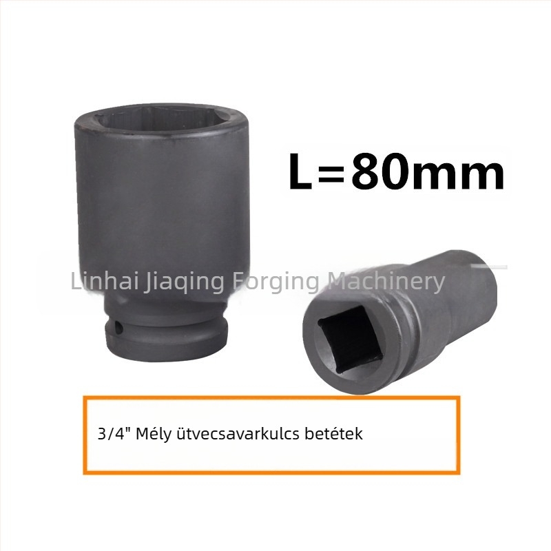 3/4 hüvelykes nehéz hosszú socket fej pneumatikus ütőhöz, 80 mm hosszú, hex 17–41 mm