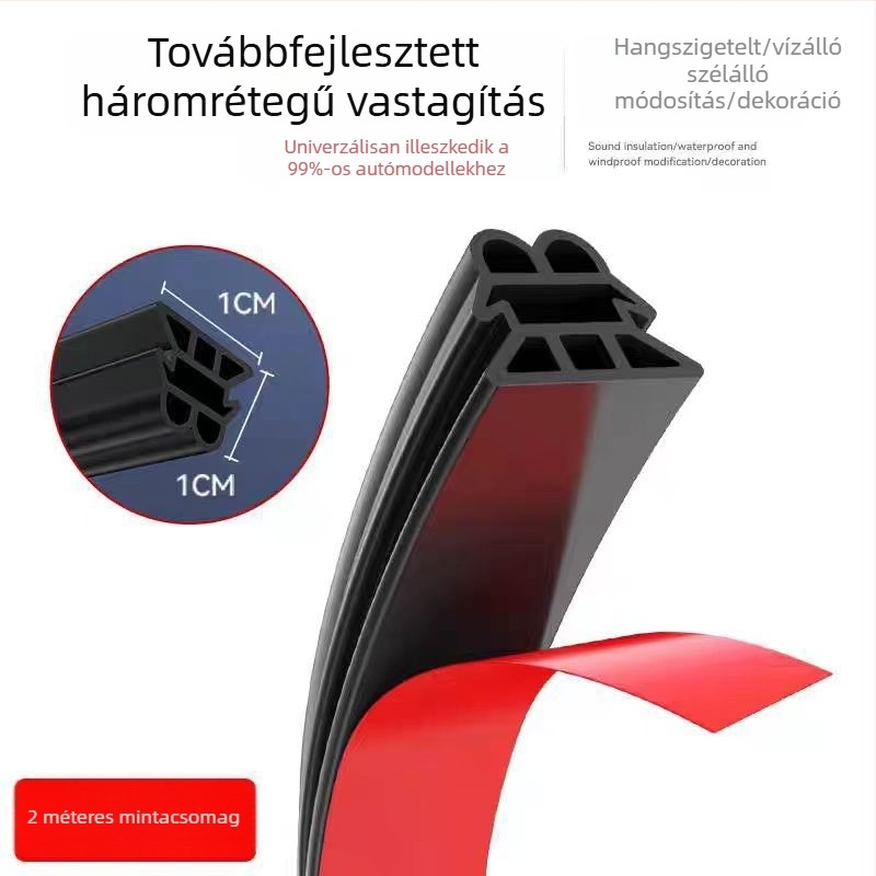 Autóajtó tömítés, hangszigetelés és porvédő; univerzális ötlyukas tömítés; két rétegű kialakítás; ütés elleni megerősítés.