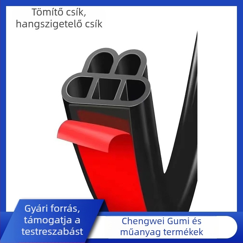 Autóajtó tömítés, hangszigetelés és porvédő; univerzális ötlyukas tömítés; két rétegű kialakítás; ütés elleni megerősítés.
