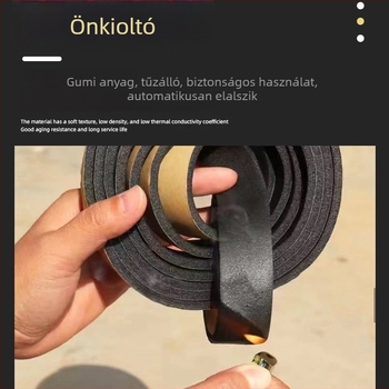 Légcsatorna tömítőszalag, öntapadós, flanztömítés, gumiplasztik lángálló tömítőszalag, vastagság 5 mm vagy 3 mm