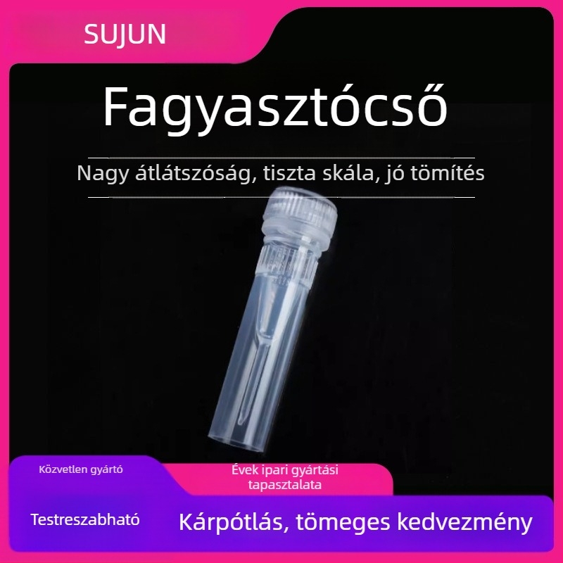 Egyszer használatos műanyag kriotubus kapussal és skálával, csavaros kupakkal, álló, zárt fagyasztócső, 0,5 ml