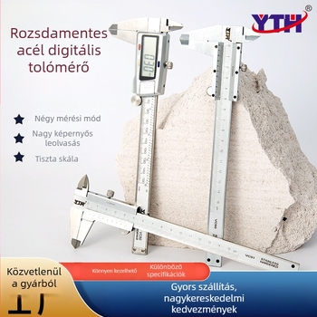 YTH-VC92 Rozsdamentes acélból készült digitális tolómérő, elektronikus kijelzővel, mélység, belső és külső átmérő mérésére, 150 mm kapacitás