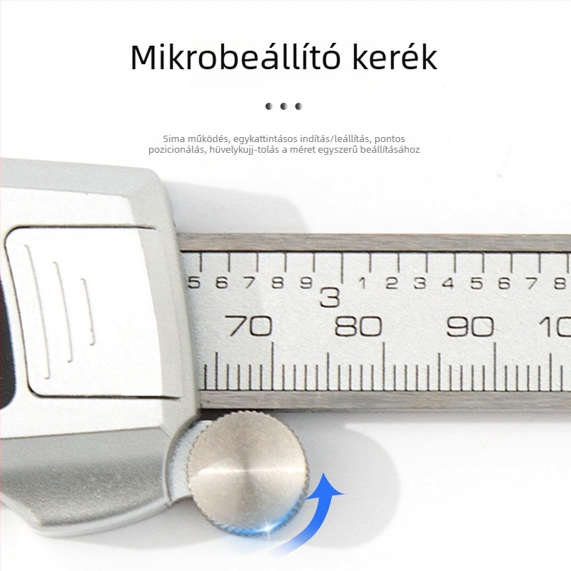 YTH-VC92 Rozsdamentes acélból készült digitális tolómérő, elektronikus kijelzővel, mélység, belső és külső átmérő mérésére, 150 mm kapacitás
