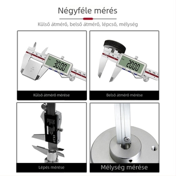 Nagy kijelzős digitális tolómérő, 150 mm, rozsdamentes acél, nagy pontosság