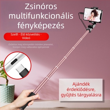 Kábeles vezérlésű selfie bot, hosszabbított, harmadik generáció, alumínium ötvözet, kézben tartható, összecsukható, univerzális élő közvetítéshez és fényképezéshez