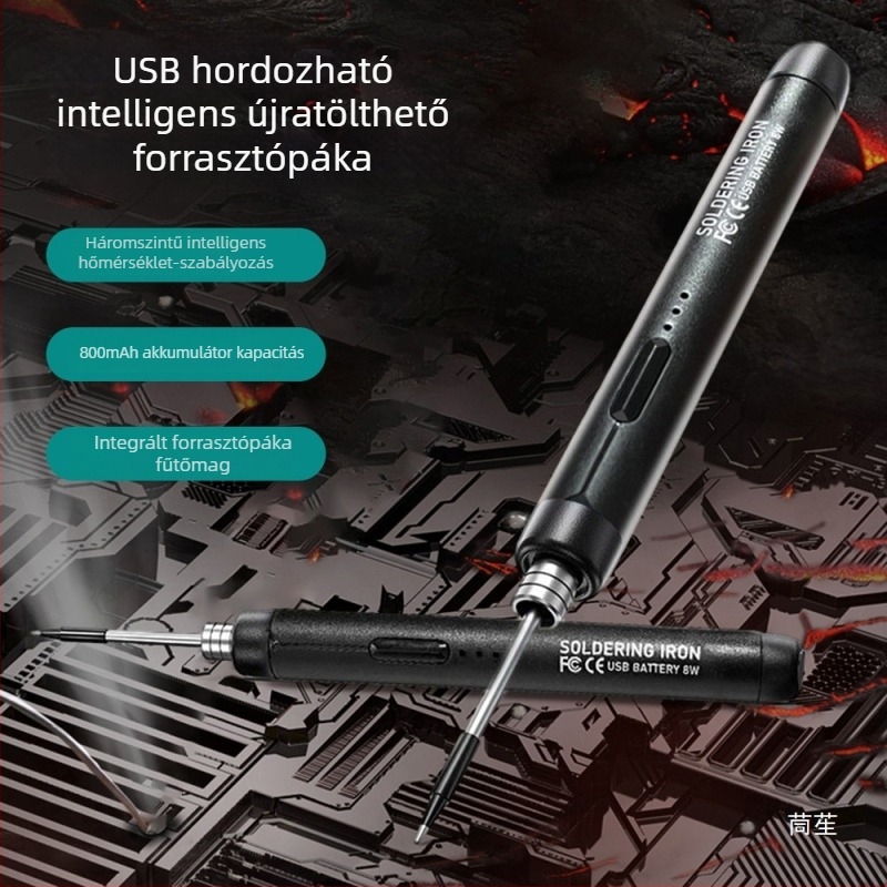 USB újratölthető vezeték nélküli forrasztópáka, hordozható, kis méretű otthoni használatra, Li-ion akkumulátorral és három hőmérséklet-beállítással
