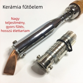 Kebao márkájú külső fűtésű forrasztóvas, fa markolattal és hajlított réz fejjel, 35–500W