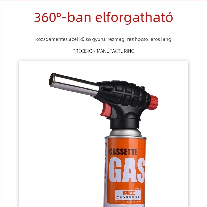 Fordított lángfúvófej hegesztéshez és grillezéshez