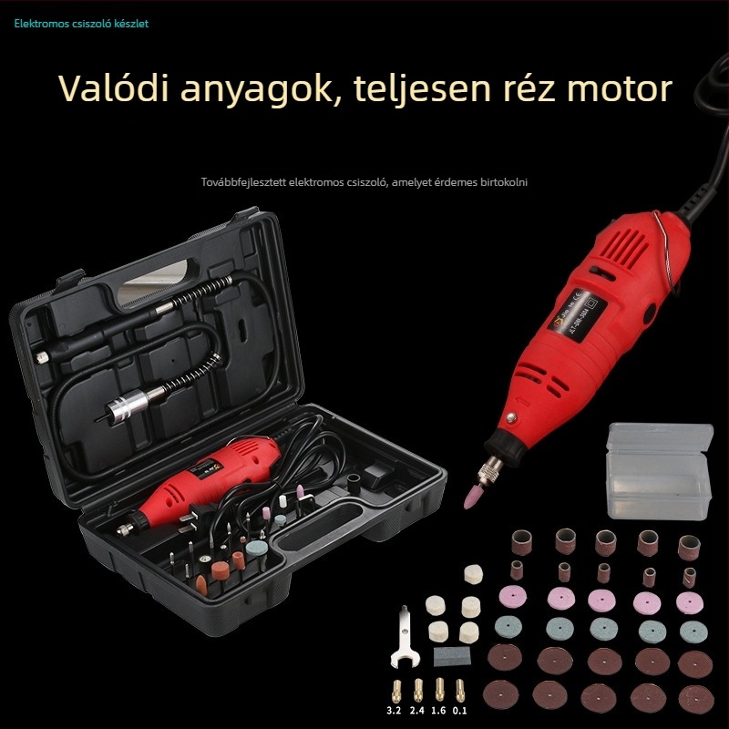 Háztartási elektromos csiszoló készlet, 180W teljes réz motor, sandwich típusú 3.0, polírozáshoz és gravírozáshoz