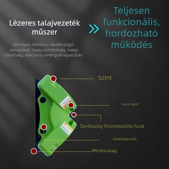 90°-os sarokhoz készült lézeres szint a padlóburkoláshoz, nagy pontosságú, többfunkciós szint zöld és kék lézerfénnyel