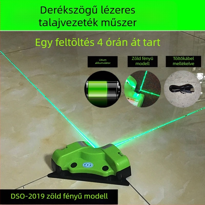 90°-os sarokhoz készült lézeres szint a padlóburkoláshoz, nagy pontosságú, többfunkciós szint zöld és kék lézerfénnyel