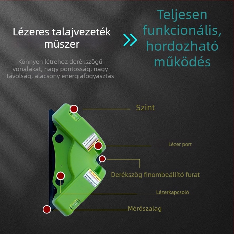 90°-os sarokhoz készült lézeres szint a padlóburkoláshoz, nagy pontosságú, többfunkciós szint zöld és kék lézerfénnyel