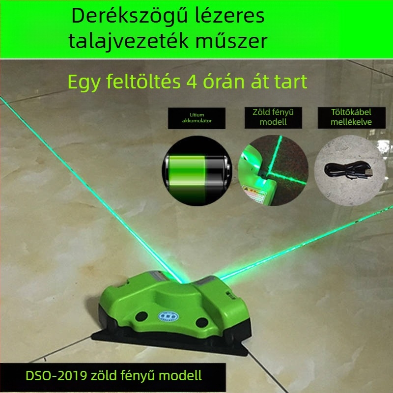 90°-os sarokhoz készült lézeres szint a padlóburkoláshoz, nagy pontosságú, többfunkciós szint zöld és kék lézerfénnyel