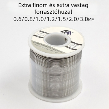 No-clean rosin-core forrasztódrót, ólommal, magas fényességű ón, javításhoz, 500 g