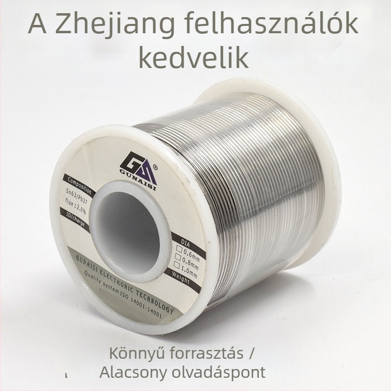 No-clean rosin-core forrasztódrót, ólommal, magas fényességű ón, javításhoz, 500 g