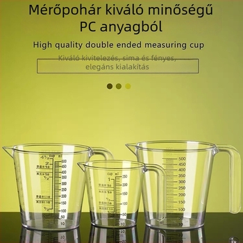 Kétoldalas graduált műanyag mérőedény tojás felveréséhez és sütéshez, 250/500 ml kapacitás