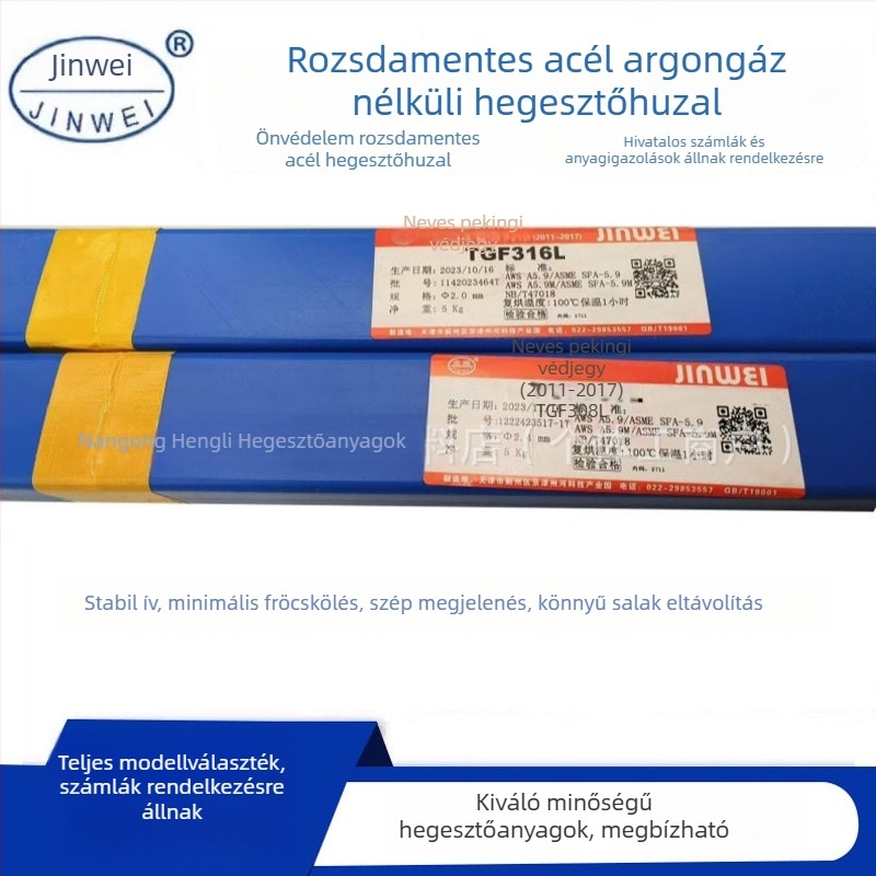 Nyers acél TIG hegesztőhuzal fluxzos bevonattal, átmérő 2,0/2,5 mm, sorozat TGF308L/TGF316L