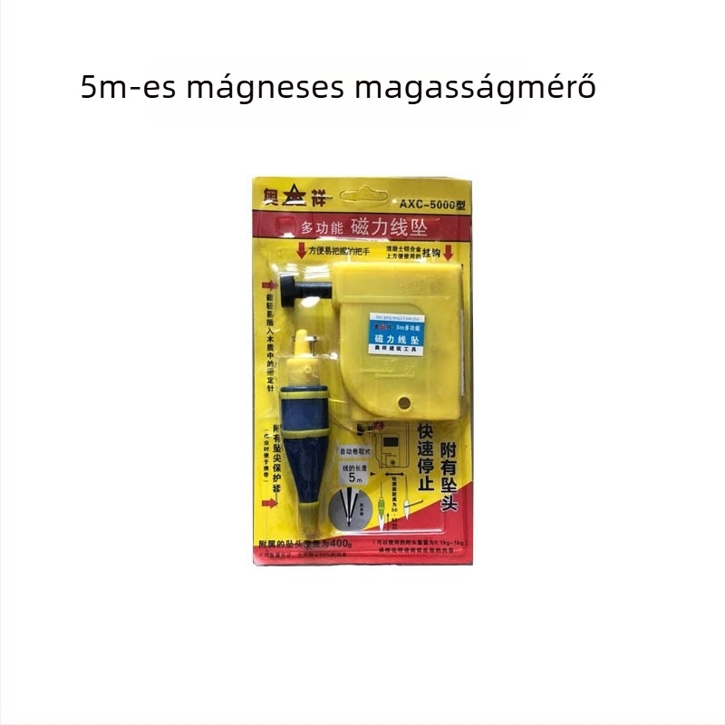 Többcélú mágneses függővonal súlyok mágneses kalapáccsal, 3 m, 5 m és 6 m hosszúságú
