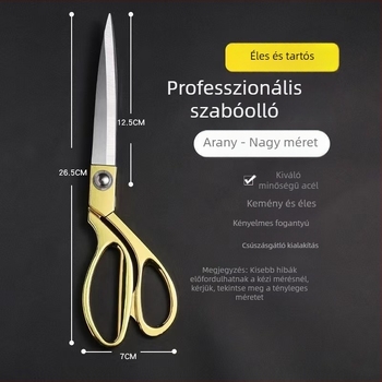 Rozsdamentes acél aranyozott szabóolló textilekhez és varráshoz